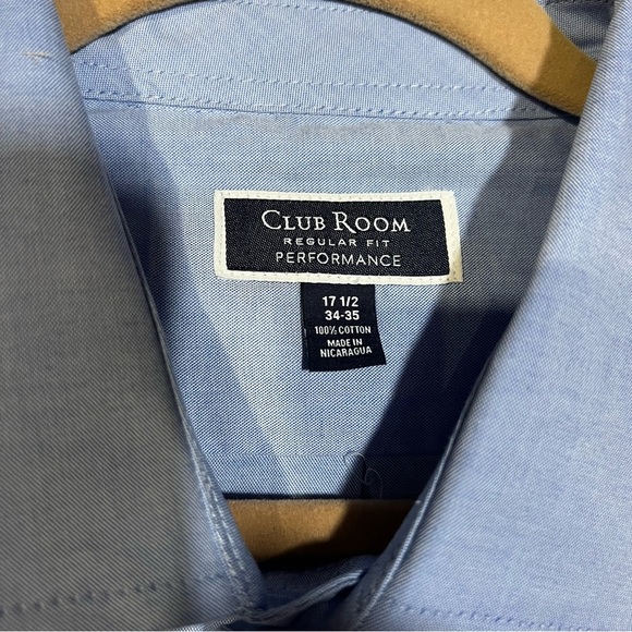 NWT Club Room Men's Button Dress Shirt Long Sleeve Blue Size XL, 17-1/2 34-35 - Picture 6 of 7